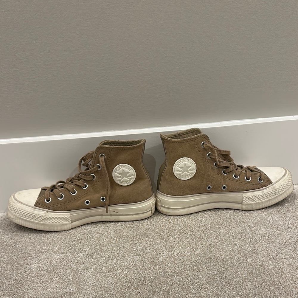 Converse High-Top Sneakers in Brown and White